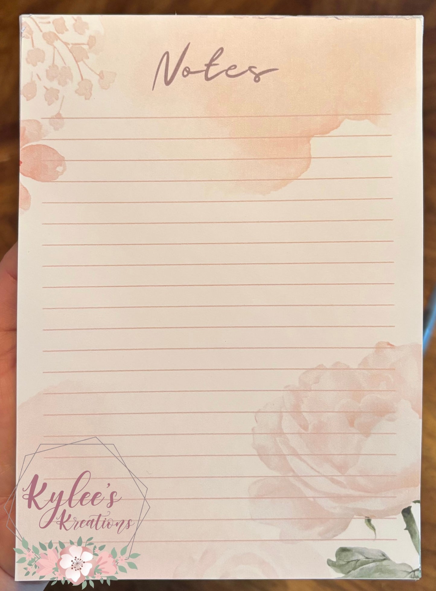 Notepad - Pink Floral Personalized