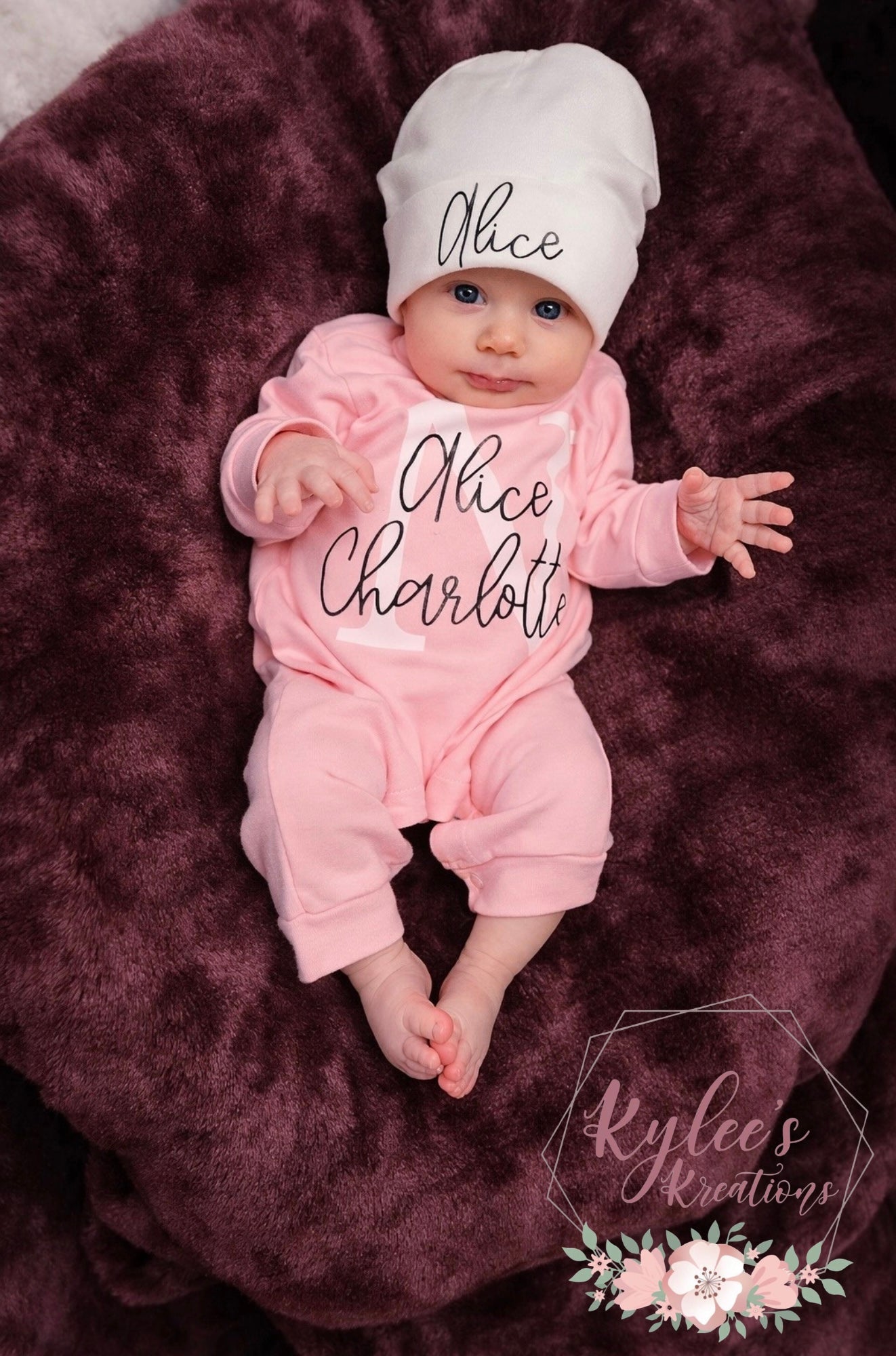Personalized Newborn Baby Coming Home Outfit: Baby Romper & Hat