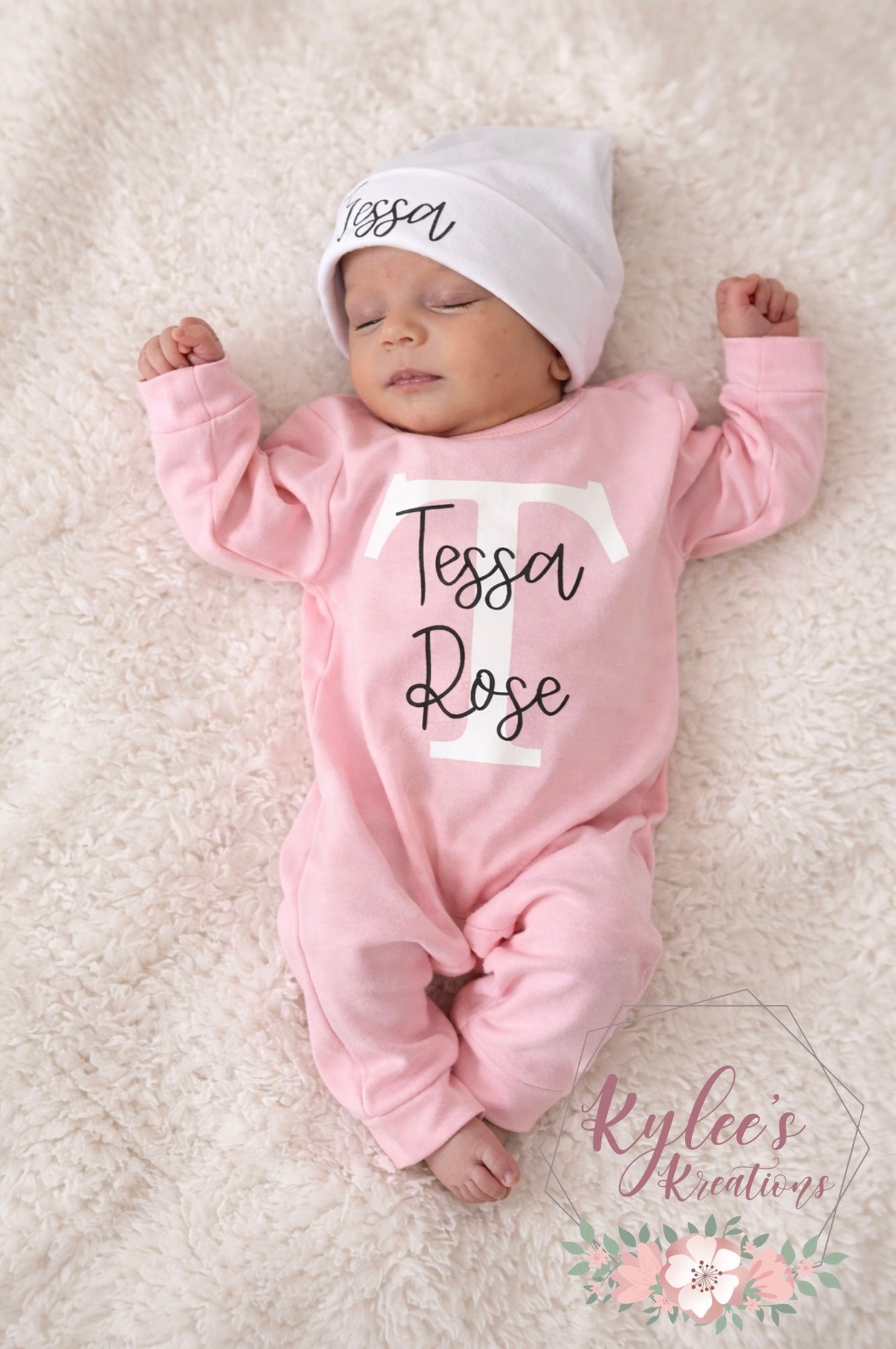 Personalized Newborn Baby Coming Home Outfit: Baby Romper & Hat