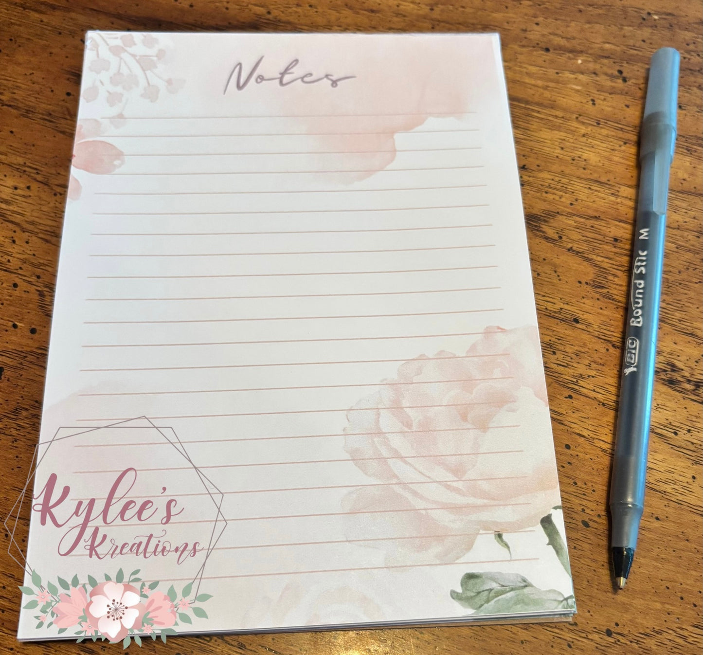 Notepad - Pink Floral Personalized